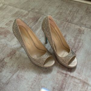 Betsey Johnson Gold Sparkly Heels